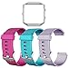 SKYLET Compatible with Fitbit Blaze Bands for Men Women, 3 Pack Soft Sport Silicone Replacement Sport Wristband with Stainless Steel Frame Compatible with Fitbit Blaze Bracelet