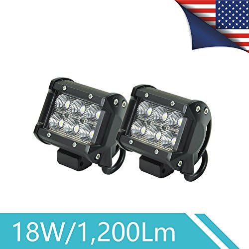 Alifa 18W Flood Automotive Led Light Bar, Off Road Light Bar for Car, Truck, Work Light for SUV, ATV, UTV, Boat, Water-proof Led Boat Light, 12V/24V Auto, 2-year Warranty ( 2 Pieces)