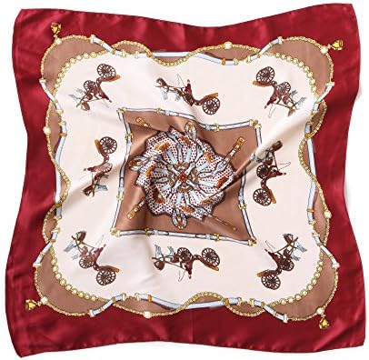 EUPHIE YING Women's Silk Feeling Scarf Fashion Pattern Square Satin Headscarf Hair Neck Scarf