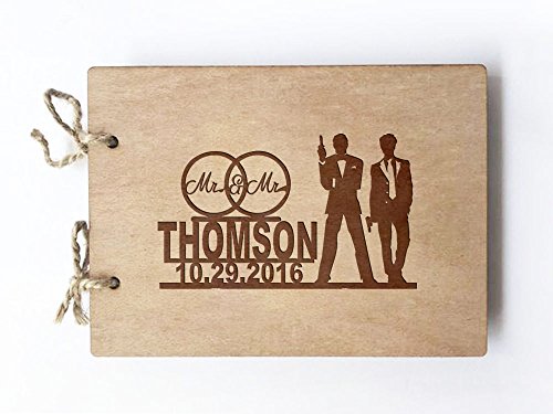 Wedding Guest book (wood) - notebook - Â gay
