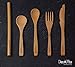 Dom&Vita Bamboo Travel Utensil | Organic Reusable Bamboo Cutlery Set + Bamboo Straw + Cleaning Brush + Cotton Storage Bag |Bamboo Fork Knife Soup Tea Spoon|Camping Lunch Box Utensils Flatware Set (1)