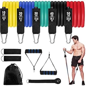 Set met weerstandsbanden, set met fitnessbanden van Aiglam, stapelbare oefenbanden, banden om binnen en buiten mee te…