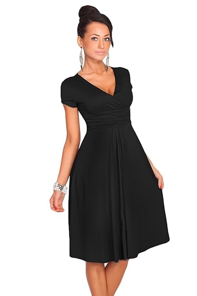 black midi swing dress