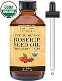 Mary Tylor Naturals Organic Rosehip Seed Oil Large 4 oz, USDA Certified, Cold Pressed, Natural Moisturizer For Face Skin Hair and Nails, Therapeutic Grade, 100% Pure Rose Hip oil