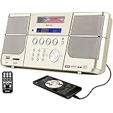 Portable cd Player，Boombox DPNAO with Headphones Jack FM Radio Clock USB SD and Aux Gold for Kids Laptop