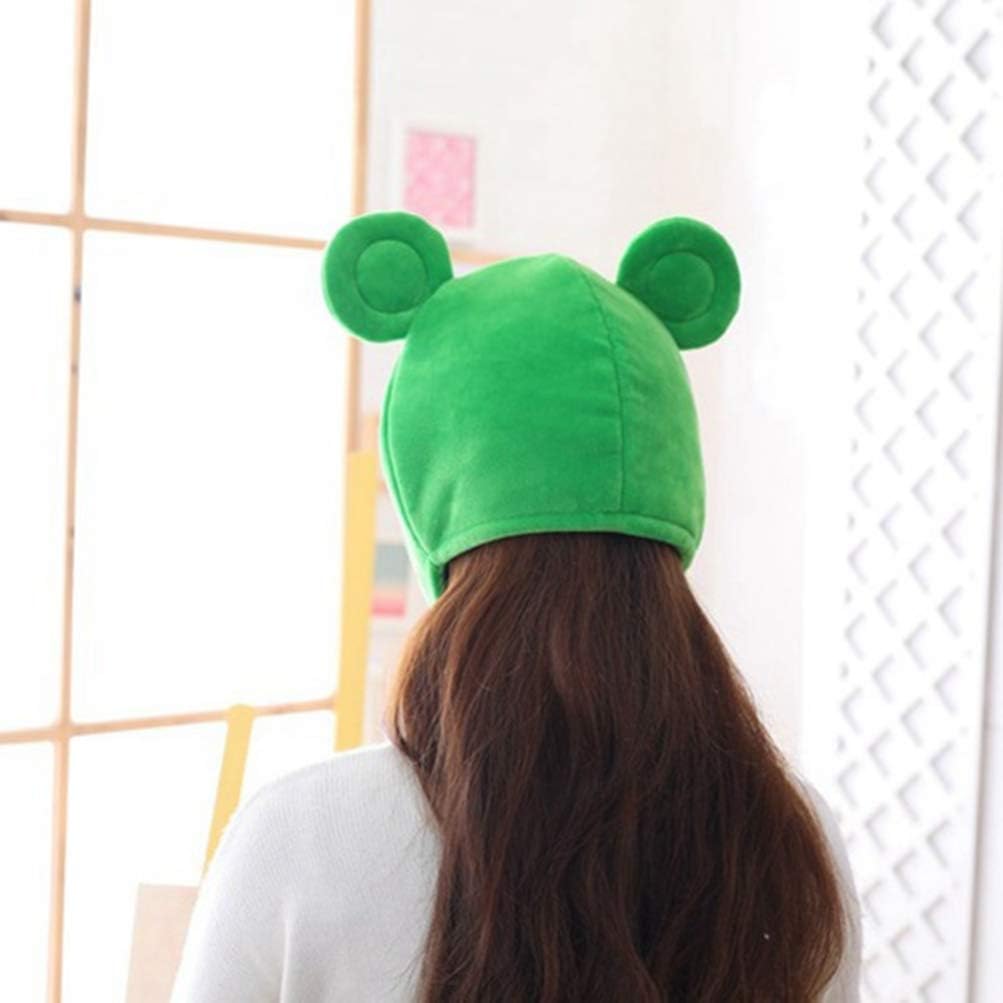 VALICLUD Frog Head Hat for Adults Novelty Plush Costume Headwear Funny Frog Ears Dress up Accessory for Parties and Events - Image 4