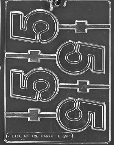Grandmama's Goodies L050#5 Number Five 5 Lollipop Birthday Chocolate Candy Soap Mold with Exclusive Molding Instructions