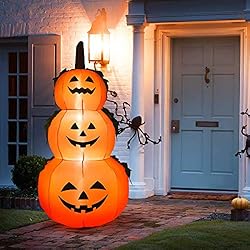 Tangkula 6 Ft Halloween Inflatable LED 3 Pumpkins