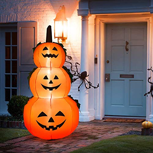 Tangkula 6 Ft Halloween Inflatable LED 3 Pumpkins