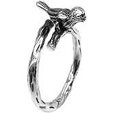Helen de Lete Women's Vintage Bird on The Tree 925 Sterling Silver Open Ring for Women