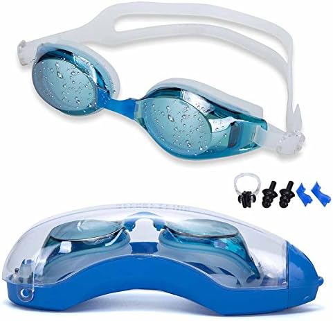 Street Tribe Swim Goggles, Swimming Goggles, Professional Swim Goggles,Triathlon Goggles,Anti-Leakage, Anti-Fog,Anti-UV, for Adult Men Women Youth Kids Child(Light blue)