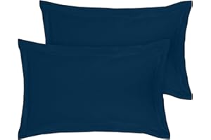 Royale Linens Pillow Shams 2 Pack Standard Size 20x26 Inch- Brushed 1800 Microfiber - Bed Pillow Shams, Wrinkle Resistant Super Soft and Cozy- Back Overlap Closure - Oxford Pillowcase (Standard, Navy)