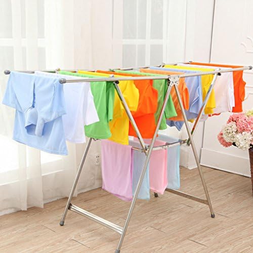 ERRU- Drying Rack Stainless Steel Foldable Clothes Drying Racks Indoor Floor Living Room Balcony Clothes Rack(150*55*96~145cm)