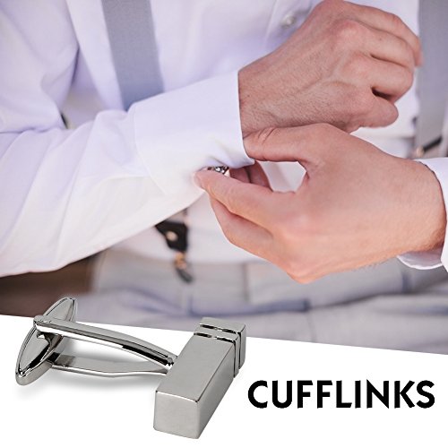 Echeer Cuff Links Set, Stoving Varnish Solid Brass CuffLinks for Men Gentleman Business Gift