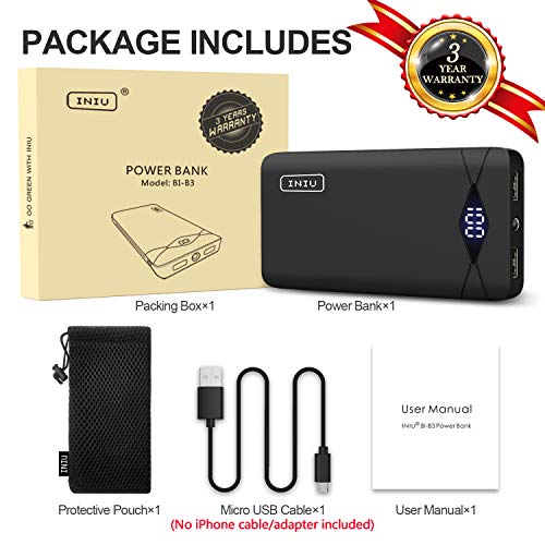 image for INIU 10000 mAh Portable Power Bank LED Display Ultra Compact 2 USB Por