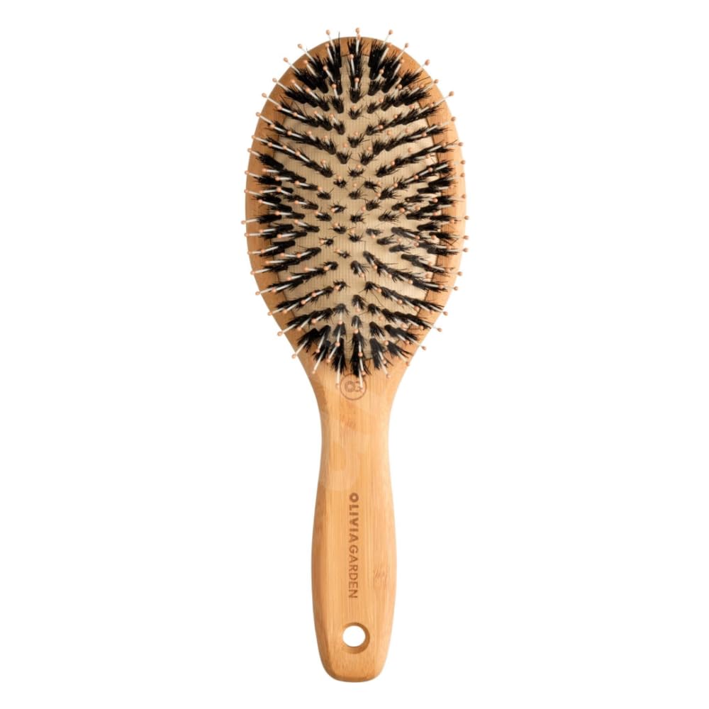 Olivia Garden Bamboo Touch Brush – Eco-conscious Detangle Combo Hair, Nylon and Boar Bristles - Size M, Wood