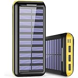 Solar Charger BernetPow 24000mAh Battery Pack High Capacity Solar Power Bank with USB Fan and 3 USB Port External Portable Charger for iPhone, iPad, Samsung, HTC, and other Tablet (Black-Yellow)
