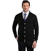 Bright Moons Men's Cotton Button-Down Cardigan Sweater – Classic Knit V-Neck, Business Casual Layer (US, Alpha, X-Large, Regular, Regular, Black)