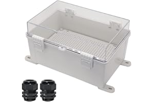 Zulkit Junction Box ABS Plastic Dustproof Waterproof IP65 Electrical Boxes Hinged Shell Outdoor Universal Project Enclosure Grey Clear Cover With Mounting Plate 11.8 x 7.9 x 6.3 inch (300x200x160mm)
