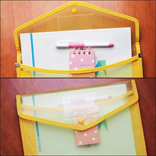 6 Pack Plastic File Wallet with Closure, CBTONE Large Plastic Document Folders Poly Expandable Envelopes Plastic File Folder with Business Card Holder for School Office Home