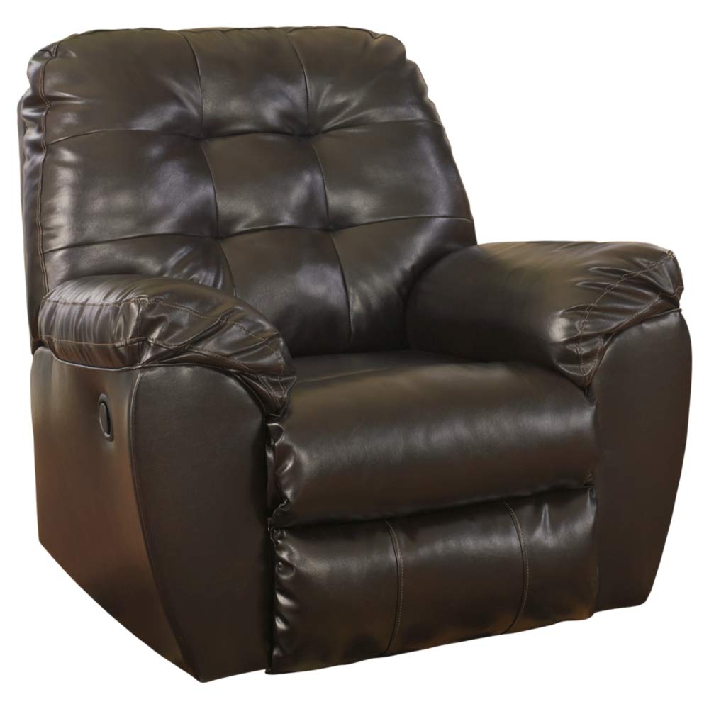 Ashley Furniture Signature Design - Alliston Contemporary Rocker Recliner - Pull-Tab Reclining - Chocolate