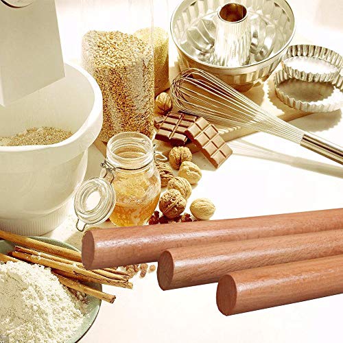 Wooden Rolling Pin for Baking Pizza making, Professional Dough Roller Rolling Pins Wood, 15-3/4-Inch by 1-1/4 Inch, Beech Wood for Baking Pizza, Clay, pasta, Cookies, Roller Pins Baking (RollingPin)