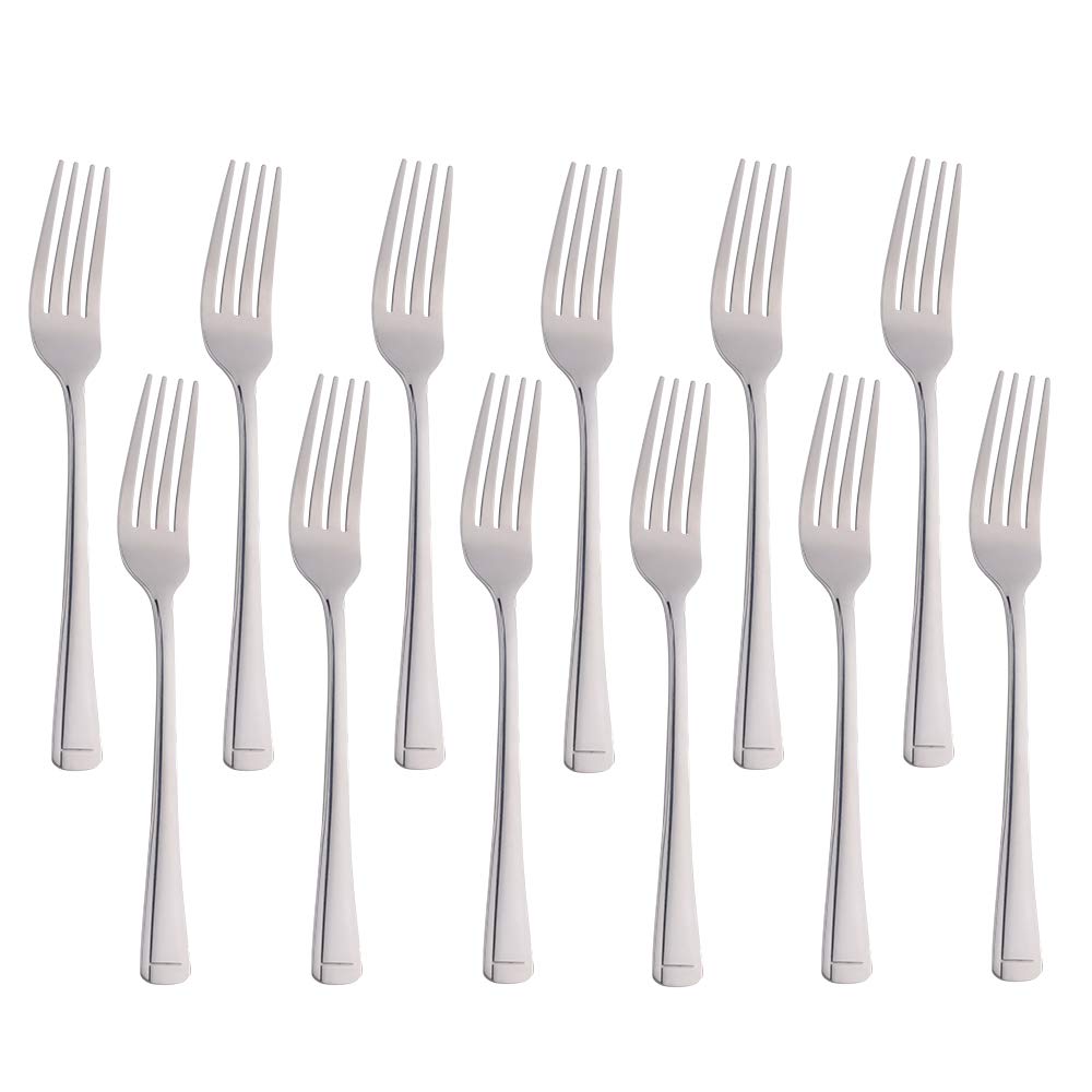 N / A Meisha Stainless Steel Table Forks, Harley Pattern Dinner Forks, Flatware Cutlery Set of 12, Great for Buffet, Banquet, Party, Dishwasher Safe - Silver