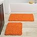 Bathroom Rugs - 2-Piece Memory Foam Bathroom Set with Chenille Shag Top and Non-Slip Needle Felt Backing and PVC Dots - Machine Washable Bath Rugs by Lavish Home (Orange)