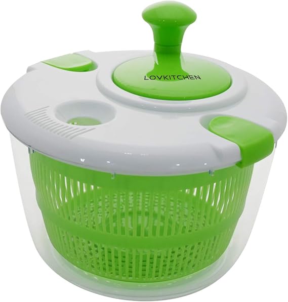 Salad Spinner Dryer, LOVKITCHEN 5L Cooking Grips Large Salad Spinner