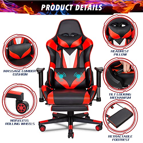 Scurrty Professional Gaming Chair Ergonomic Massage Gaming Chair High
