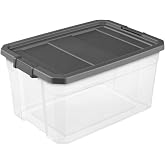 XKIOLED 76 Quart Large Stacking Storage Bin With Latch Lid, Clear | Secure Stacking Design, For Garage, Closet, Basement, Attic And Home Organization