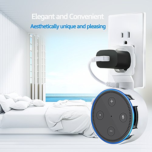 Dot Outlet Wall Mount for Home Voice Assistants 2nd Generation, A Perfect Space-Saving Dot Accessories without Messy Wires or Screws (White 2-Pack) - Thumbnail 4