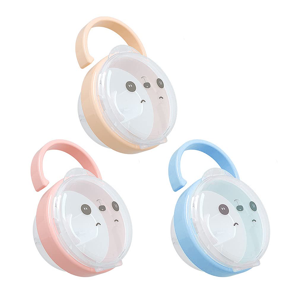 Dummy Case,3 Pcs Transparent Pacifier Storage Box with Portable Handle Soother Pacifier Boxes BPA Free Baby Nipple Cases Prevent Bacterial Dust for Travel