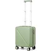 MILADA Underseat Carry On Luggage With Wheels 16 Inch Small Suitcase Underseat Carry On bag Mini Travel Luggage Personal Item Hard Case Luggage TSA Approved Luggage,Bamboo Green