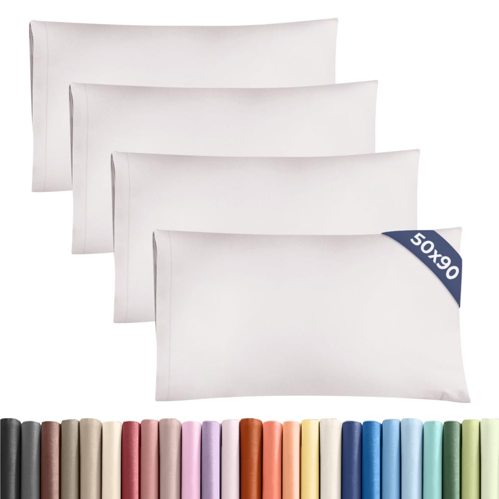 Pillowcases 4 Pack King Size 50x90 cm Light Grey, Brushed Microfiber with Envelope Closure, Extra Soft Breathable Cooling Pillow Cases, Wrinkle Free Machine Washable Pillow Covers, OEKO-TEX Certified — image 1