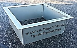 36"Square-Rectangular Stainless Steel Fire Pit Liner ...