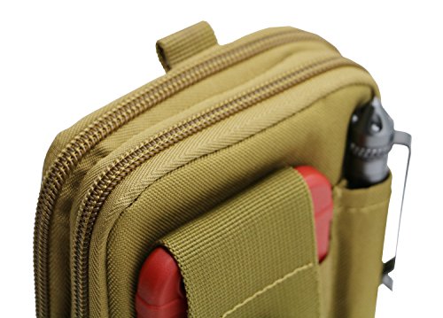 LefRight Tactical Molle Pouch EDC Utility Gadget Belt Waist Bag with Smart Phone Holster Holder for iPhone 6s Plus (Khaki) - Thumbnail 4