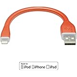dCables Apple Certified Bendy & Durable Short (7 inch) USB Cable for iPhone 6, 6 Plus, 5, 5c, 5s, iPad 4, iPad Air, Mini, iPod Touch 5, Nano 7 - Bendy Charger Cable for Lightning Port to USB - Orange