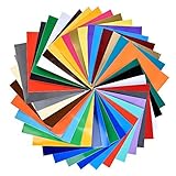 Permanent Backed Adhesive Vinyl Sheets - 12in x 12in - 40 Sheets in Assorted Colors - Glossy and Matte - Works with Cricut, Silhouette, and Other Cutters - Indoor and Outdoor Usage