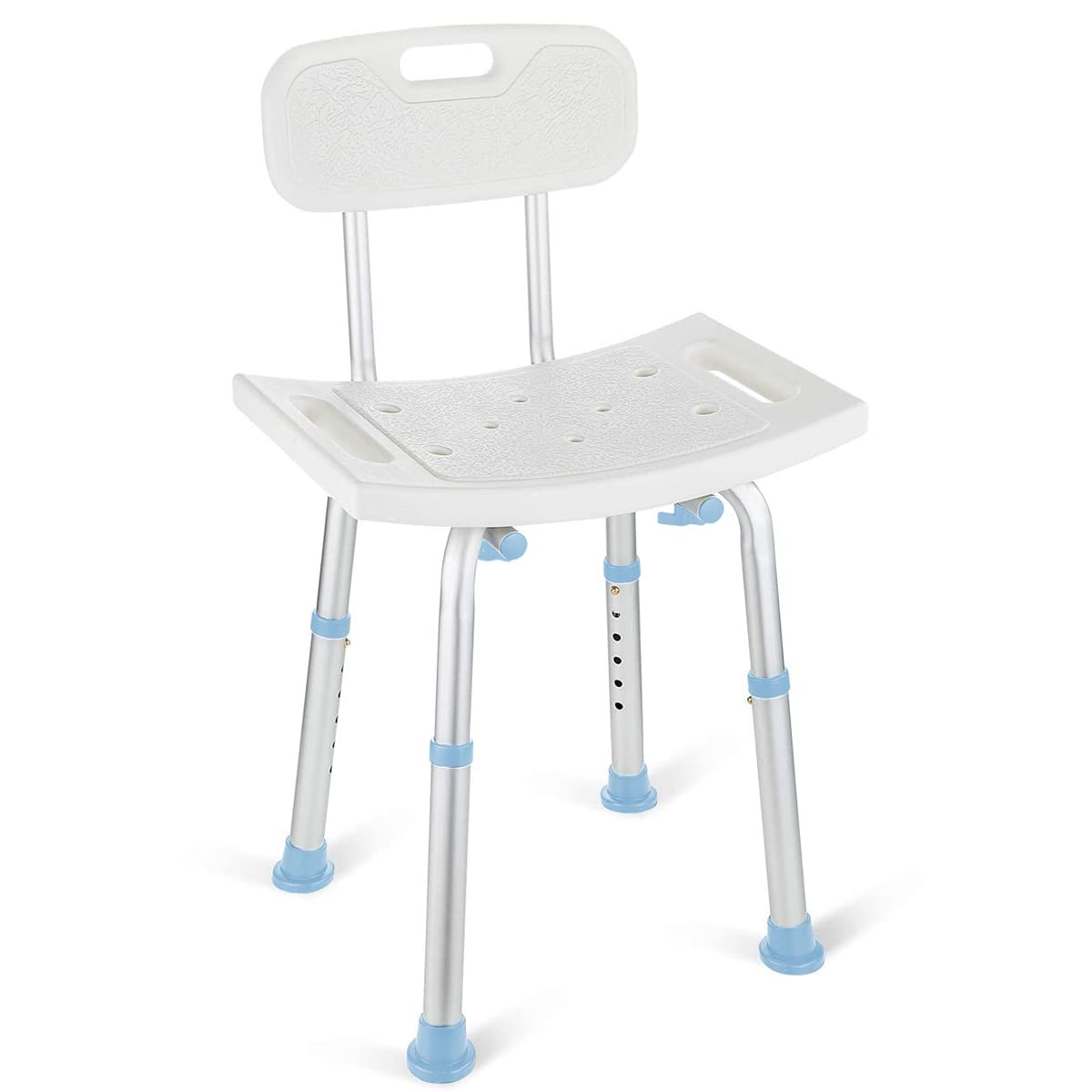 OasisSpace Bathtub Adjustable Shower Chair, Bath Stool with Removable Back 300lbs - Tool Free Anti-Slip Bench Bathtub Stool for Elderly, Senior, Handicap & Disabled