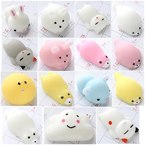 15PCS Squishy Cat Phone Accessories Kawaii Mini Soft Silicone Squishi Animals Hand Squeeze Toys