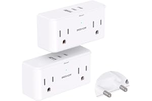 BESHON 【2 Pack 】 7 in 1 European Travel Plug Adapter, Travel Essentials, International Travel Adapter with 4 Outlets 3 USB Ports(2 USB C), US to Europe Plug Adapter to Most Europe Spain Italy France