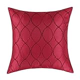 Euphoria Contempo Decorative Throw Pillow Cushion Covers Pillowcase Shell Faux Silk Deep Red Waves Embroidery 18