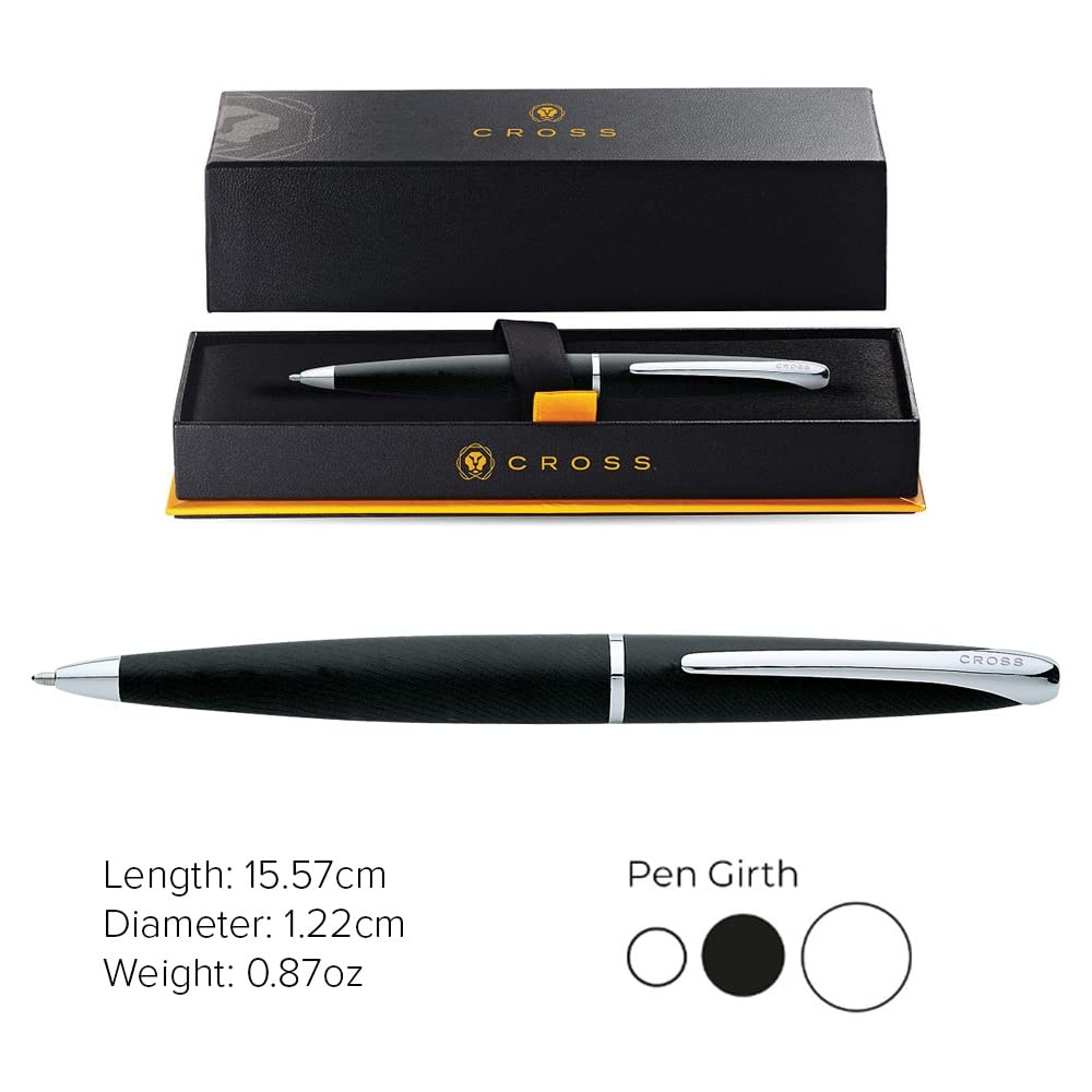 Cross ATX Refillable Ballpoint Pen Presented in a Luxury Gift Box - Medium Point, Black Ink, Basalt Black