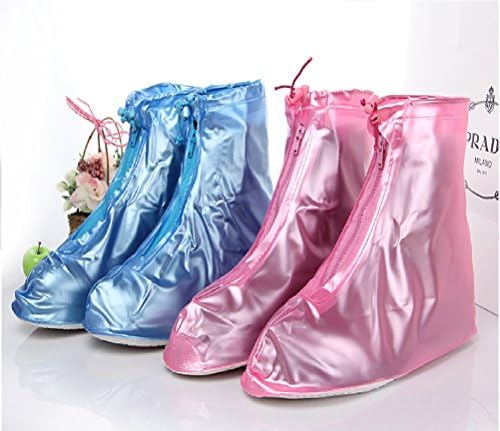 Puddles For Her - Women's Waterproof Emergency Rain Wear for the Feet, If you Splash We've Got You Covered!, Pink / Blue (Blue, Medium 7-7.5)