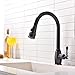 VAPSINT Brilliant Oil Rubbed Bronze Single Hole Single Lever Swivel Mixer Pull Down Kitchen Faucet, Pull Out Sprayer Kitchen Sink Faucets