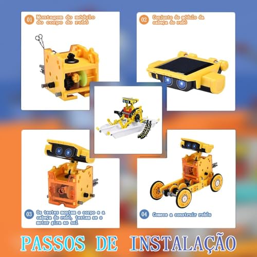 Energia Solar 12 Formas Kit Robotica, Kit Robotica, Robô Solar 12 em 1, Montar Construção de Robôs Ciência