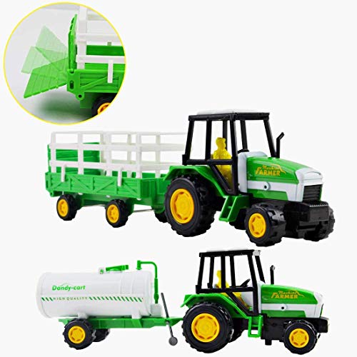 deAO 31-teiliges tragbares Bauernhofspielset mit Sattelzugmaschinen, verschiedenen Tierfiguren, Landwirt und Zubehör… – Bild 5