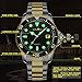 SONGDU Mens Formal Two Tone Gold Plated Luminous Black Dial Quartz Watch with Stainless Steel Band and Gift Box
