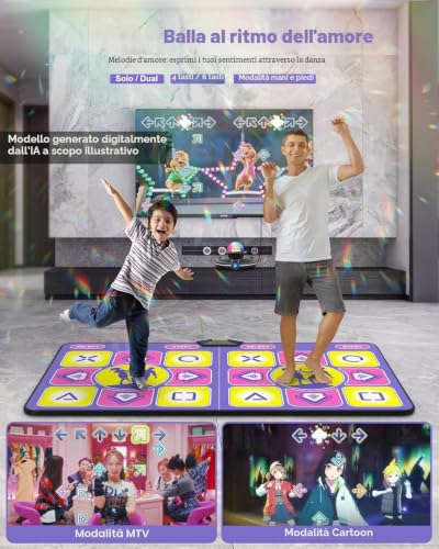 Acelufly Interactive Flannel Dance Mat for TV with Camera, Non-Slip for Children Adults, Plug And Play for Girls Boys (Purple)